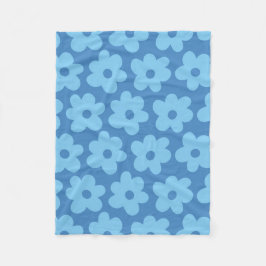 Whimsical Blue Floral Retro, vrolijk, Preppy Fleece Deken