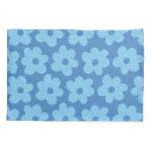 Whimsical Blue Floral Retro, vrolijk, Preppy Kussensloop (Achterkant)