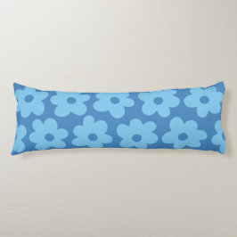 Whimsical Blue Floral Retro, vrolijk, Preppy Lichaamskussen