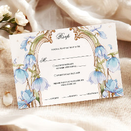 Whimsical Blue Floral RSVP met Maaltijdkeuzes
