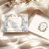 Whimsical Blue Floral RSVP met Maaltijdkeuzes