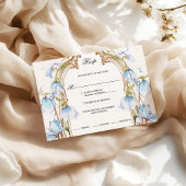 Whimsical Blue Floral RSVP met Maaltijdkeuzes