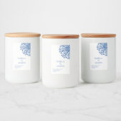 Whimsical Blue Flourish Candle Label Voedselcontainer Etiket (Flessen)