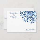 Whimsical Blue Flourish Dank je kaart (Voorkant)