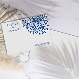 Whimsical Blue Flourish Dank je kaart