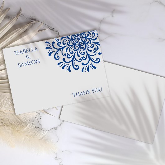 Whimsical Blue Flourish Dank je kaart