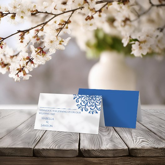 Whimsical Blue Flourish Place Card Plaatskaartje