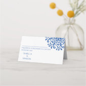 Whimsical Blue Flourish Place Card Plaatskaartje (Voorkant)