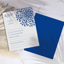 Whimsical Blue Flourish RSVP-kaart