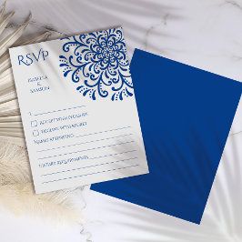 Whimsical Blue Flourish RSVP-kaart