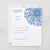 Whimsical Blue Flourish RSVP-kaart (Voorkant)