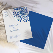 Whimsical Blue Flourish Save the Date