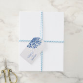 Whimsical Blue Flourish Wedding Favor label Cadeaulabel (Met Touw)