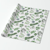 Whimsical Blue Flowers en Forest Leaves Cadeaupapier (Uitgerold)