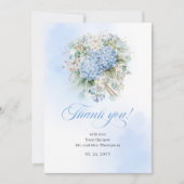 Whimsical Blue Flowers Eucalyptus Wedding thanks Bedankkaart (Voorkant)