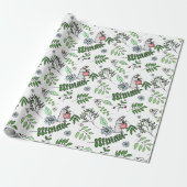 Whimsical Blue Flowers Rabbit en Forest Leaves Cadeaupapier (Uitgerold)