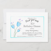 Whimsical Blue Flowers Surprise 30th Birthday Kaart (Voorkant)