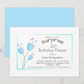 Whimsical Blue Flowers Surprise 30th Birthday Kaart (Voorkant / Achterkant)