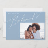 Whimsical Blue | Foto Bridesmaid proposal Kaart (Voorkant)