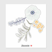 Whimsical Blue Gellow Flowers Sticker (Vel)