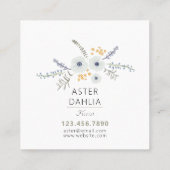 Whimsical Blue Gellow Flowers Vierkante Visitekaartje (Achterkant)
