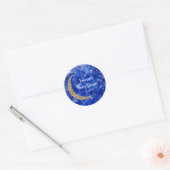 Whimsical Blue Gold Bronze Moon Stars Baby shower Ronde Sticker (Envelop)
