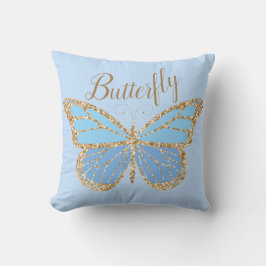 Whimsical Blue Gold Butterfly Sierkussen