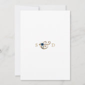 Whimsical Blue Gold Floral Monogram Verloving Kaart (Achterkant)