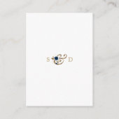 Whimsical Blue Gold Flowers Weddenschap Details Informatiekaartje (Achterkant)