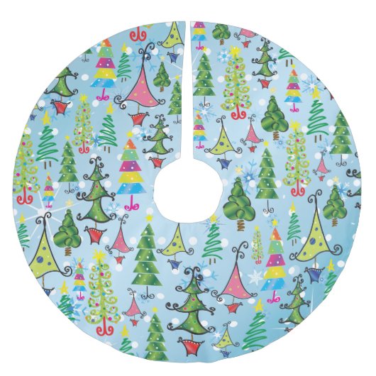 Whimsical Blue Green Snowflakes kerstbomen Kerstboom Rok (Voorkant)