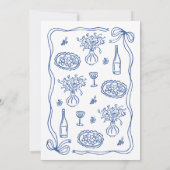Whimsical Blue Hand Drawn Brunch Vrijgezellenfeest Kaart (Achterkant)