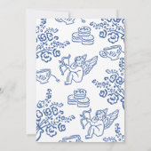 Whimsical Blue Hand Drawn Cherub Tea Vrijgezellenf Kaart (Achterkant)