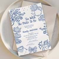 Whimsical Blue Hand Drawn Cherub Tea Vrijgezellenf