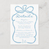 Whimsical Blue Hand Drawn Floral Stripe Wedding Informatiekaartje (Voorkant)