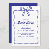 Whimsical Blue Hand Drawn Ribbon Bow Vrijgezellenf Kaart (Voorkant / Achterkant)