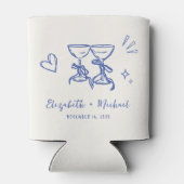Whimsical Blue Hand Drawn Romantic Wedding Blikjeskoeler (Achterkant)