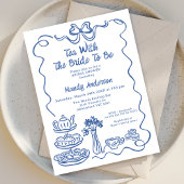 Whimsical Blue Hand Drawn Tea Vrijgezellenfeest Kaart