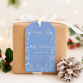 Whimsical Blue Hand getrokken feestelijke kerst Cadeaulabel