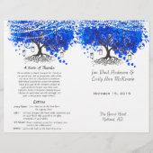Whimsical Blue Heart Leaf Tree Wedding Programme (Voorkant)