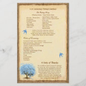 Whimsical Blue Heart Leaf Tree Wedding Programme (Achterkant)
