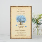 Whimsical Blue Heart Leaf Tree Wedding Programme (Staand voorkant)