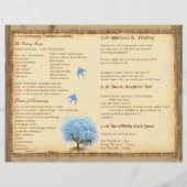 Whimsical Blue Heart Leaf Tree Wedding Programme (Achterkant)