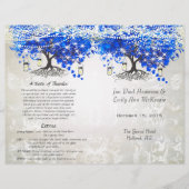 Whimsical Blue Heart Leaf Tree Wedding Programme (Voorkant)