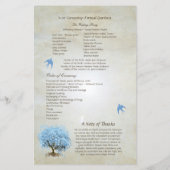 Whimsical Blue Heart Leaf Tree Wedding Programme (Achterkant)