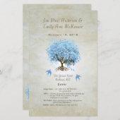 Whimsical Blue Heart Leaf Tree Wedding Programme (Voorkant / Achterkant)