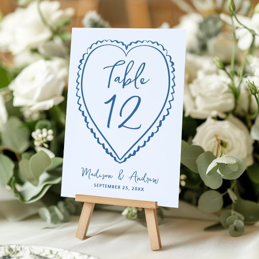 Whimsical Blue Heart Trouwdag Kaart