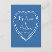 Whimsical Blue Heart Wedding Details Informatiekaartje (Achterkant)