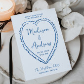 Whimsical Blue Heart Wedding Kaart