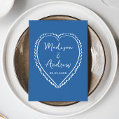 Whimsical Blue Heart Wedding Menu