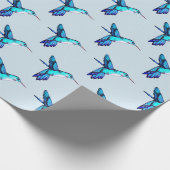 Whimsical Blue Hummingbird Cadeaupapier (Hoek)